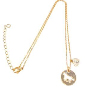 Dainty gold horse pendant initial E necklace